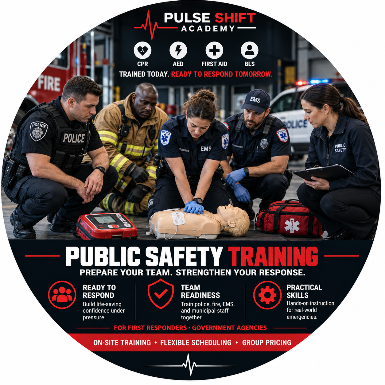 Public safety CPR and emergency-response training for first responders and government agencies